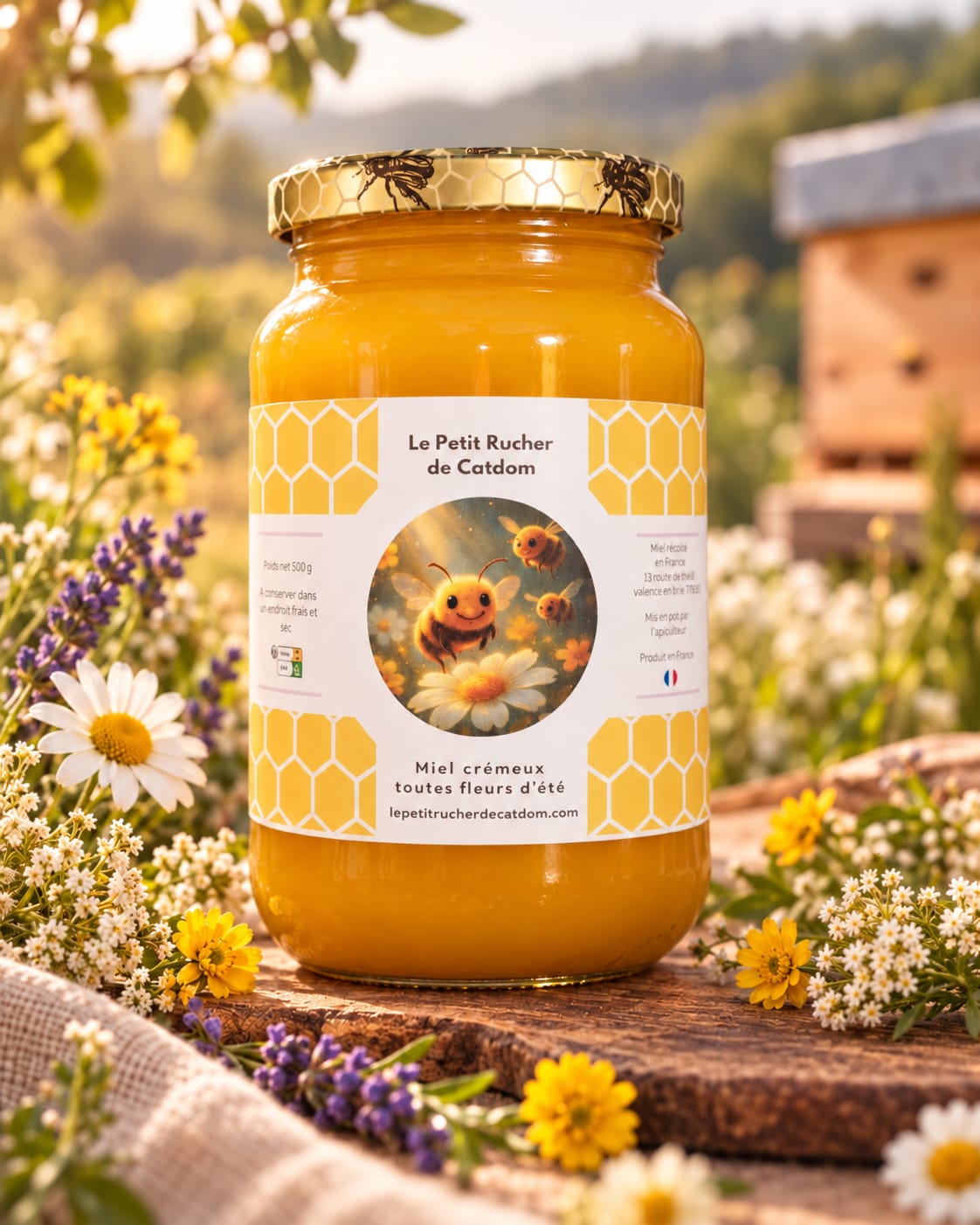 Pot de miel toutes fleurs de Vendée de 500 g du Petit Rucher de Catdom