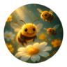 Logo du Petit Rucher de Catdom — abeilles et fleurs